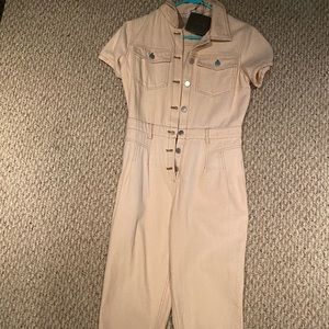 These Three Blush Pink Button Up Jumpsuit